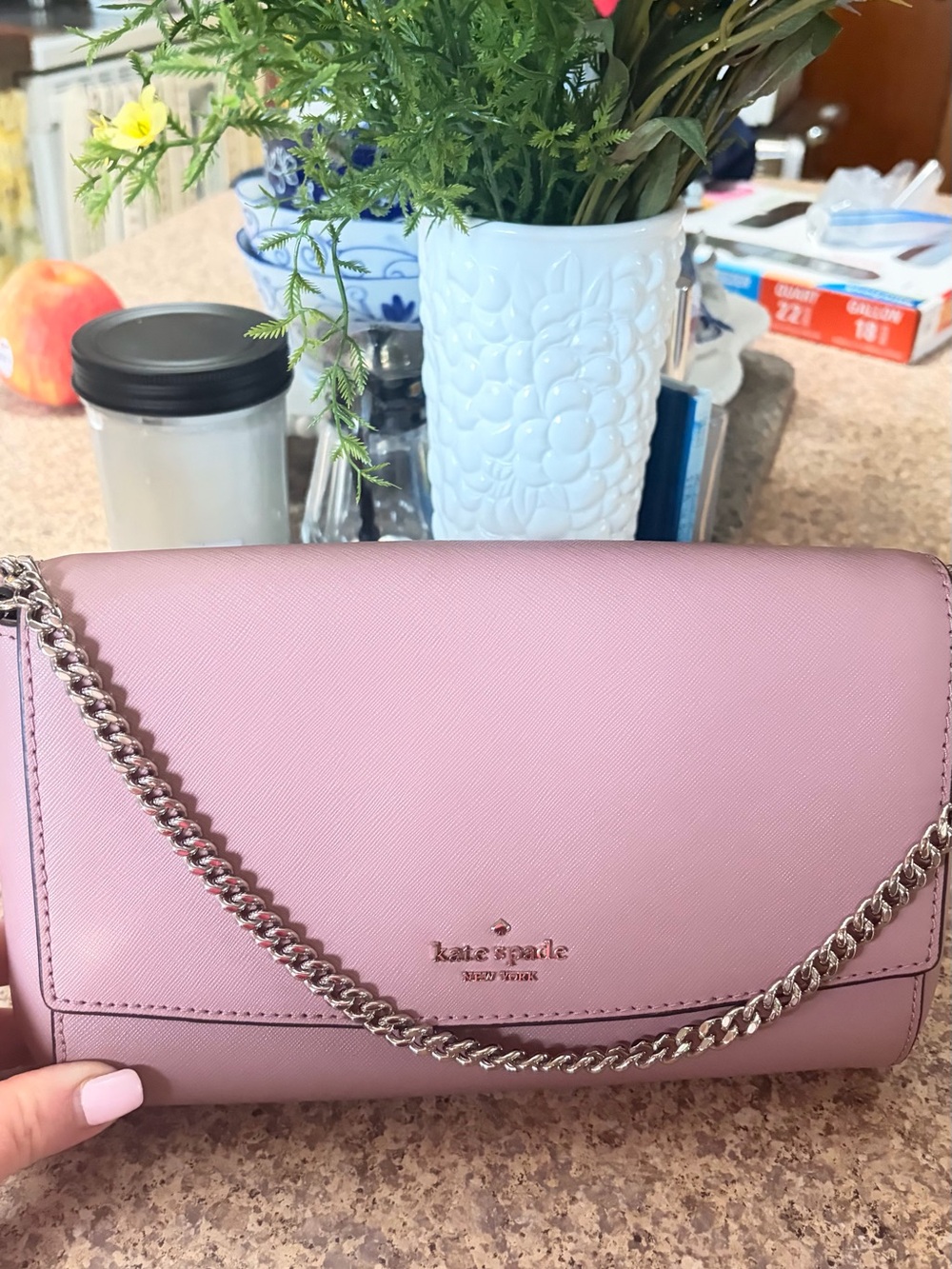 kate spade Pink Saffiano Leather Chain Crossbody